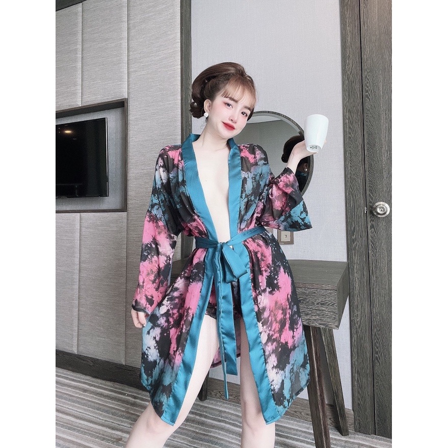 Áo choàng nữ kèm quần vải họa tiết cao cấp dễ thương sexy