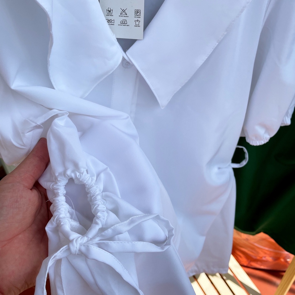 Áo Sơ Mi Kiểu Bigsize Nữ Rút Dây Chất Vải Lụa Mặc Mát Sang Chảnh Dễ Thương SM3