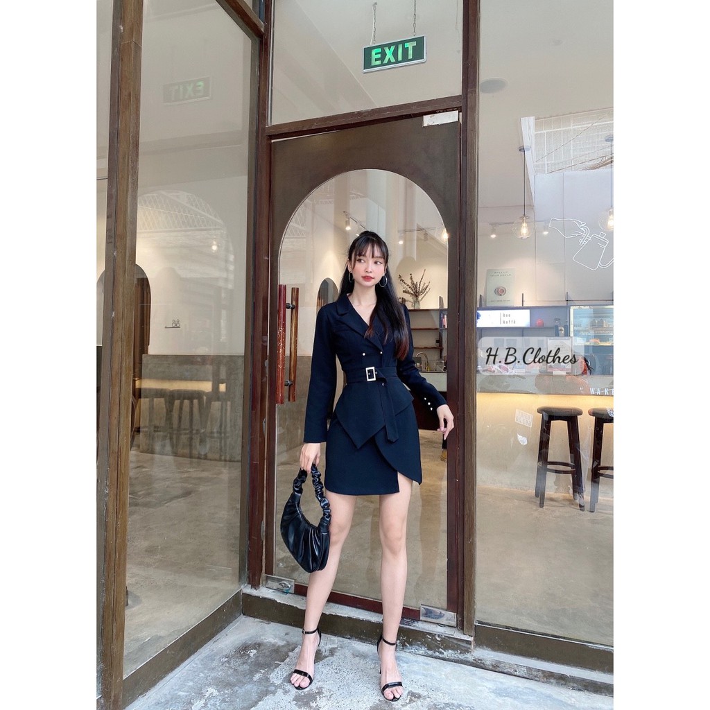 Đầm vest nữ tay dài cao cấp có dây nịt eo sang trọng, đủ size HB D026 | BigBuy360 - bigbuy360.vn