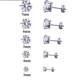 Bông tai nữ đá tròn đen trắng inox cao cấp, không đen, rỉ, sét - TS20186009007019