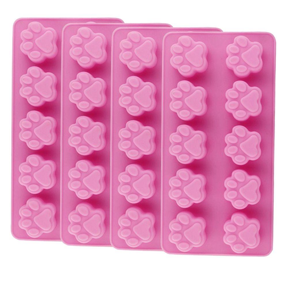 Set 4 Khuôn Làm Bánh Kẹo Hình Dấu Chân Chó / Mèo Đáng Yêu 10 Ngăn