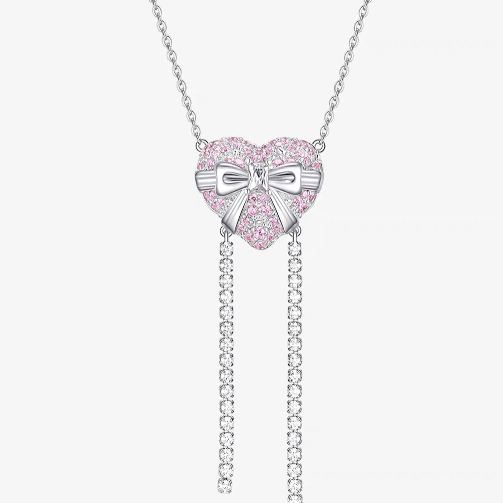 Vòng cổ Mặt Trái Tim Pha Lê Hồng