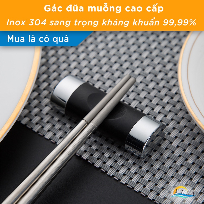 Gác đũa muỗng inox 304 cao cấp kháng khuẩn 99,99%, kê đũa sang trọng an toàn sức khỏe HADU