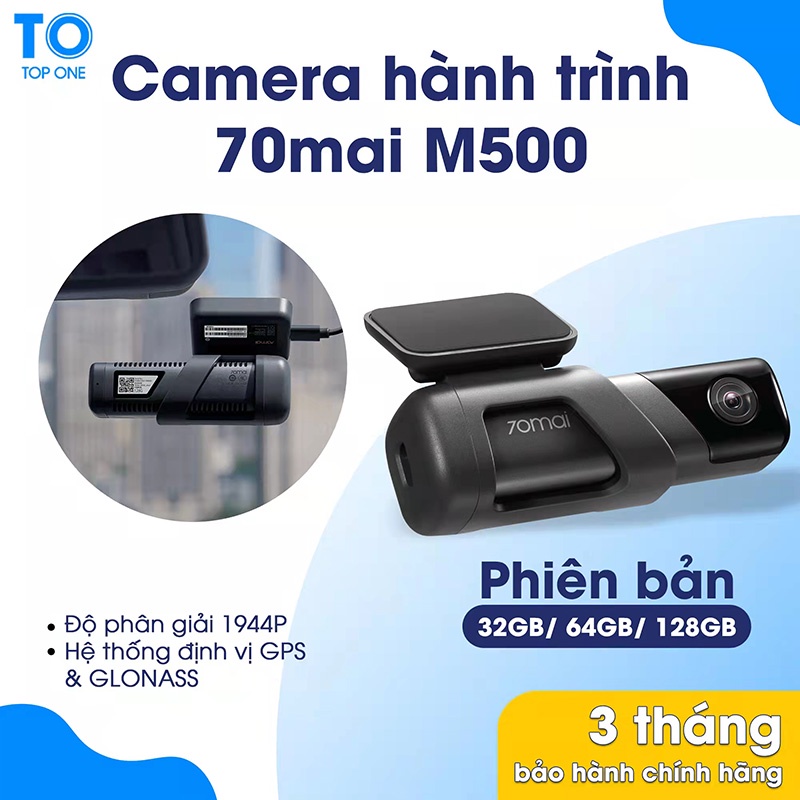 Camera hành trình 70mai M500 / Độ phâ giải 1944P / Định vị GPS và ADAS / Chế độ đỗ xe 24h / Bộ nhớ tích hợp eMMC