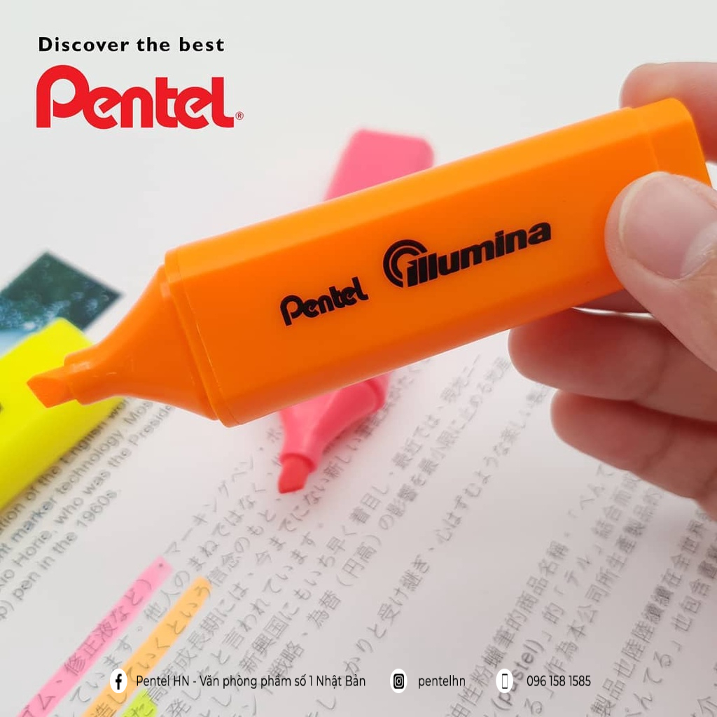 Bút Nhớ Dòng Illumina Pentel SL60 Nhiều Màu | Màu Mực Tươi Sáng Phản Quang Tốt