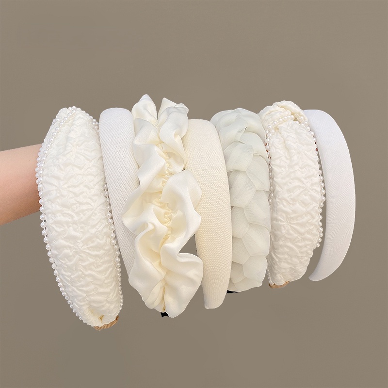 Băng Đô Cài Tóc Bản Rộng Phối Lưới Phong Cách Hàn Quốc Dễ Thương