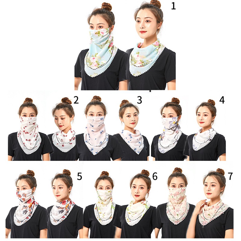 Khẩu trang che mặt và cổ vải chiffon thời trang cho nữ Lanfy1
