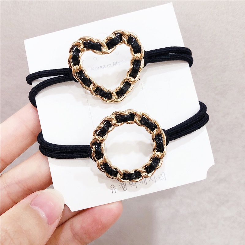 Dây Cột Tóc Cao Su Đính Bóng Lông Đơn Giản Kiểu Nhật Hàn