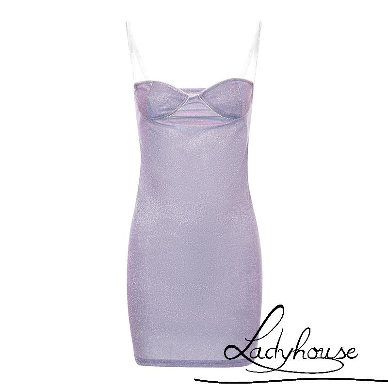 Ldd-đầm Hai Dây Ôm Hông Không Tay Lấp Lánh Đơn Giản Dành Cho Nữ Size S/M/L