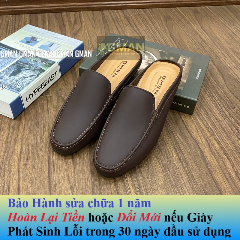 Giày sục nam da thật nguyên tấm 100% đế cao su bảo hành 1 năm TK0101