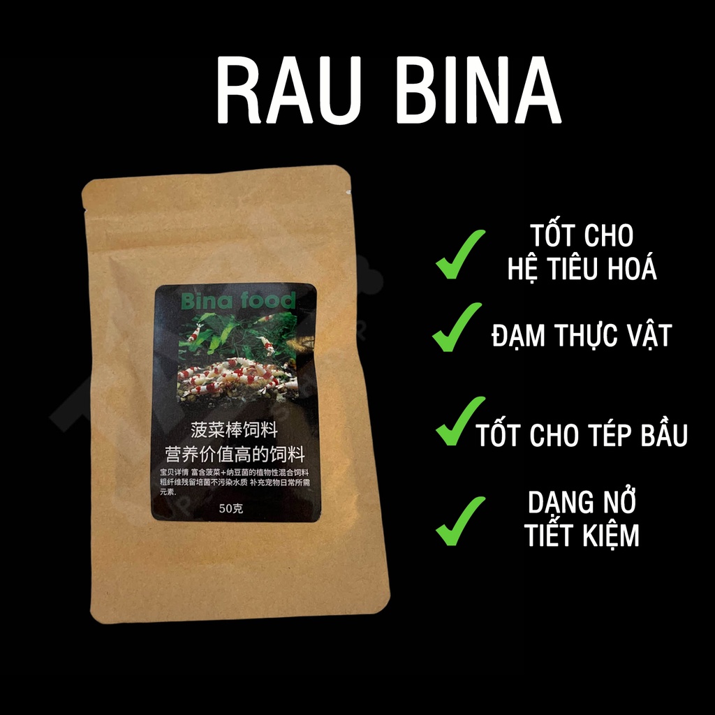 50G Thức Ăn Cho Tép Cảnh Thuỷ Sinh - Thức Ăn Tép Rau Bina Và Vỏ Đậu Nành Cao Cấp Cho Hồ Cá, Bể Cá