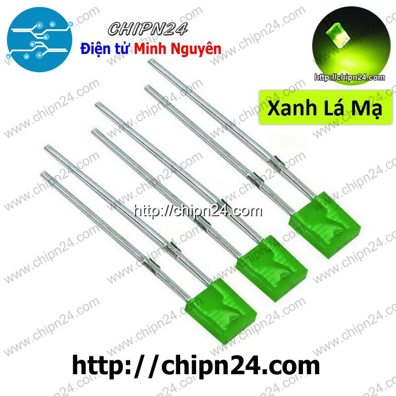 [25 CON] Led Dẹp 2x5x7mm màu XANH LÁ MẠ (2x5x7)