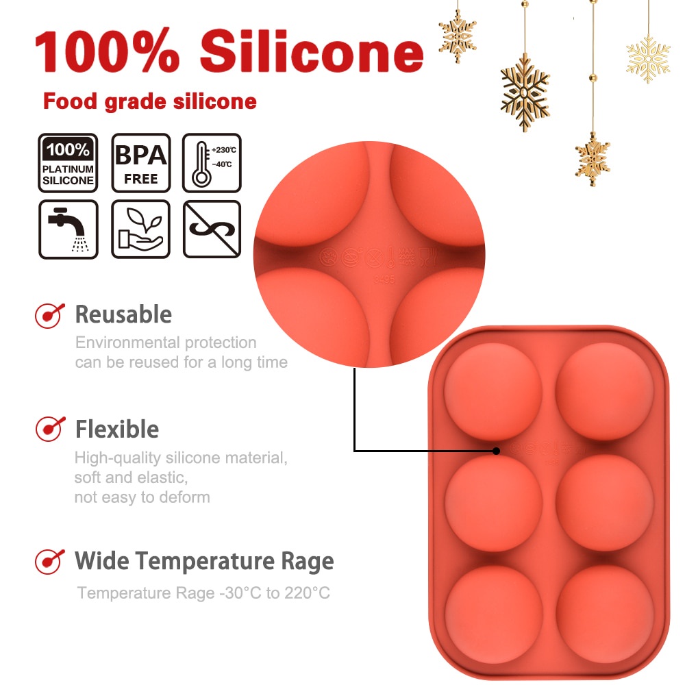 Bán Cầu Khuôn Silicon Cho  Làm Bánh Giáng Sinh chocolate Bombs Phù Kẹo Caramel Ca Cao Bom Mái Vòm Bánh Mousse