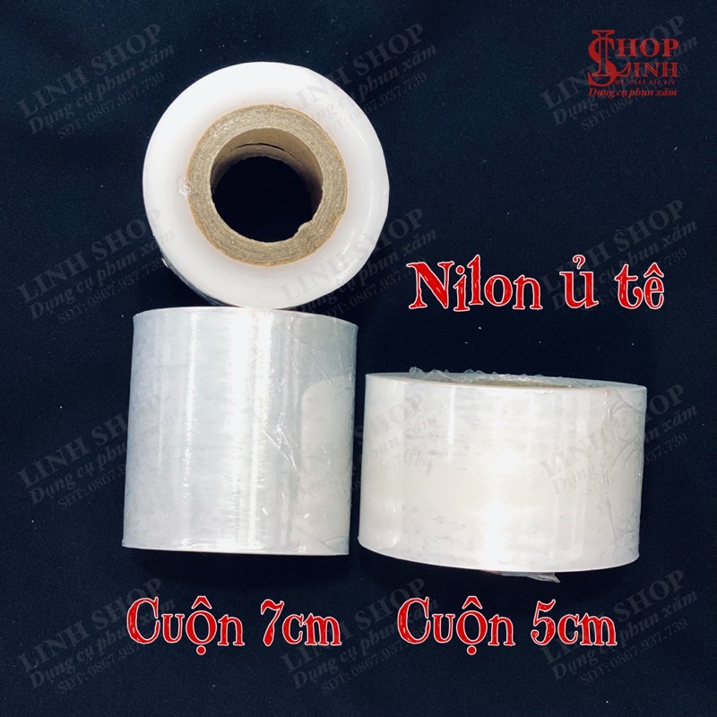 Cuộn nilon ủ tê 5cm 7cm, ủ tê môi lông mày mí tiện lợi loại mỏng dễ xé bằng tay, màng trong, cuộn bọc máy phun xăm