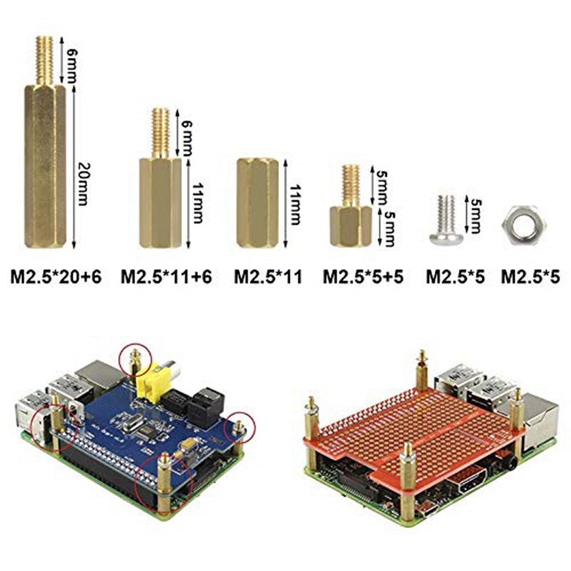 Set 120 phụ kiện thay thế cho Raspberry Pi 4 el B/3B+/3B M2.5 Series
