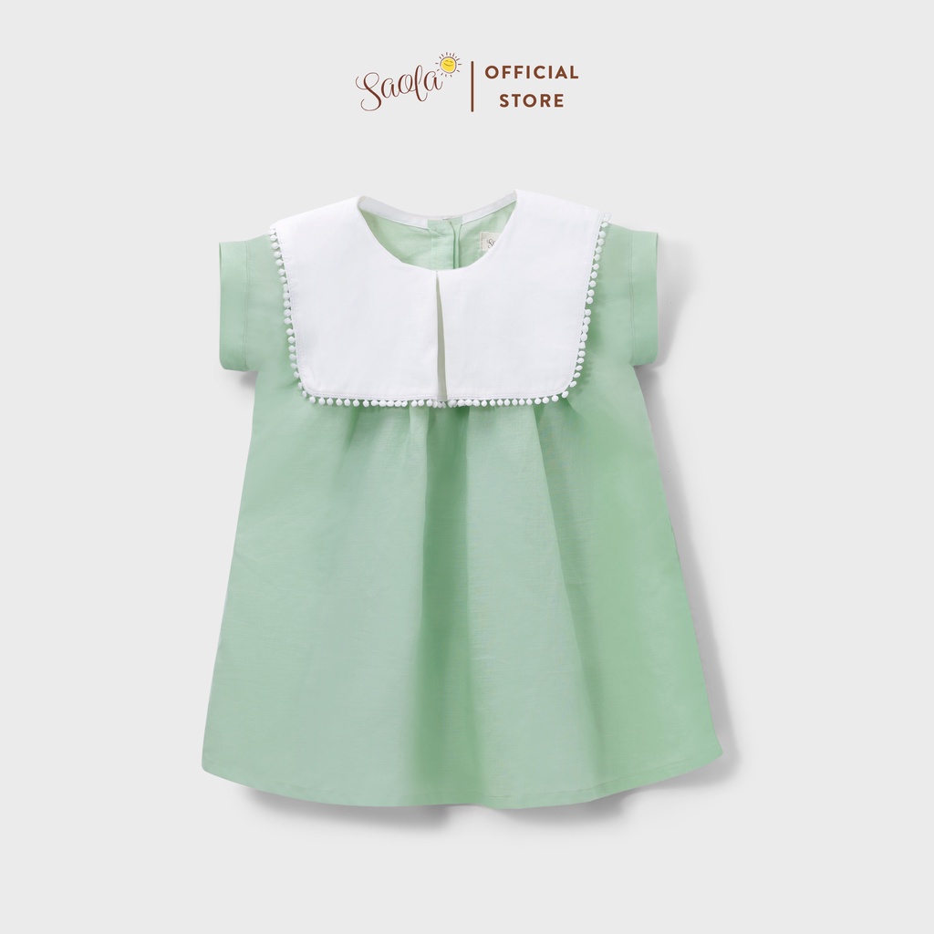 Váy Bé Gái BabyDoll Cổ Vuông Viền Ren Chất Liệu Linen - ALULA DRESS - DRL003 - SAOLA KIDS CLOTHING