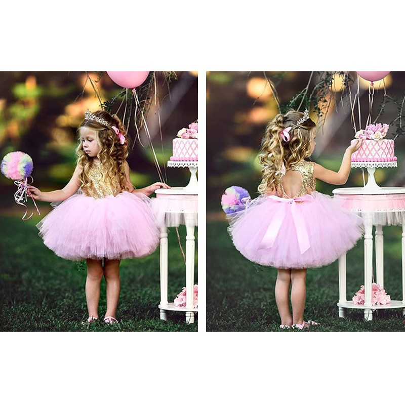 Váy Xòe Đính Sequin Xinh Xắn Hợp Thời Trang Cho Bé Gái akku