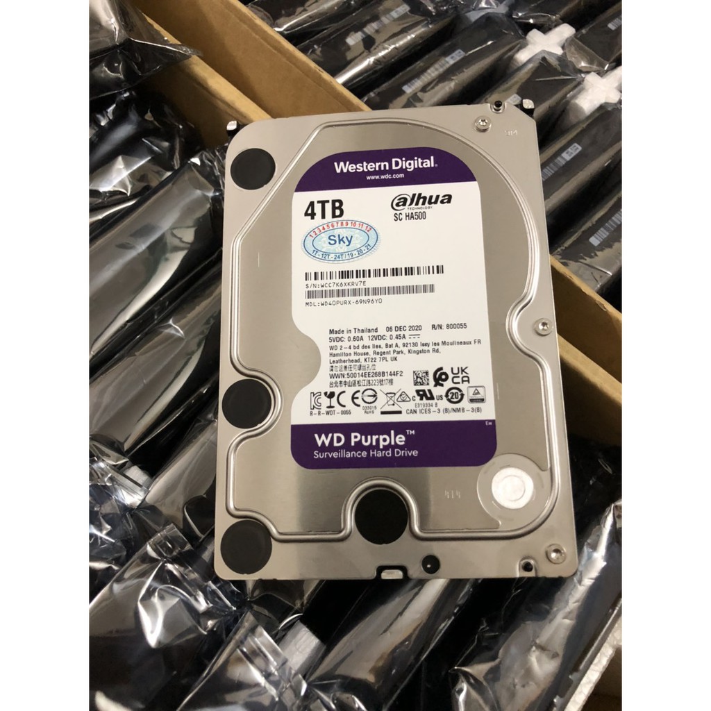 Ổ Cứng HDD WD Purple 4TB Tím 3.5 inch SATA3 6Gb/s Chính Hãng - Mới Bảo hành 36 tháng