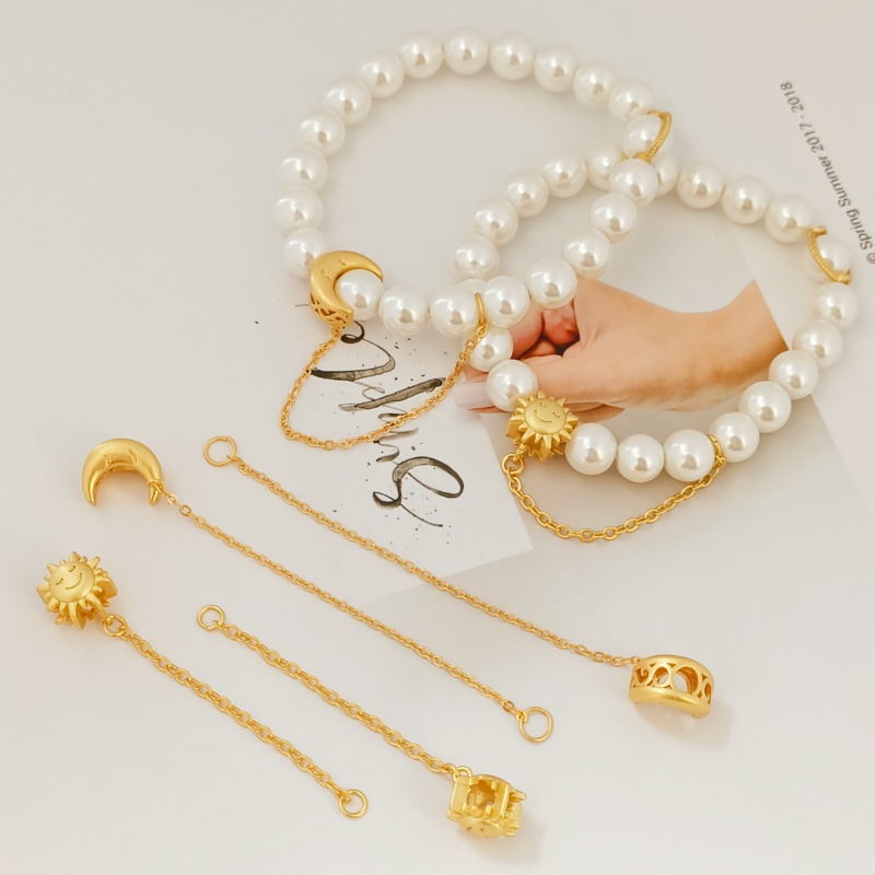 Chuỗi Hạt Xỏ Vòng Tay Hình Mặt Trăng/Thỏ/Cà Rốt Lỗ To Màu Vàng Kim Nhám 18K Chất Lượng Cao DIY