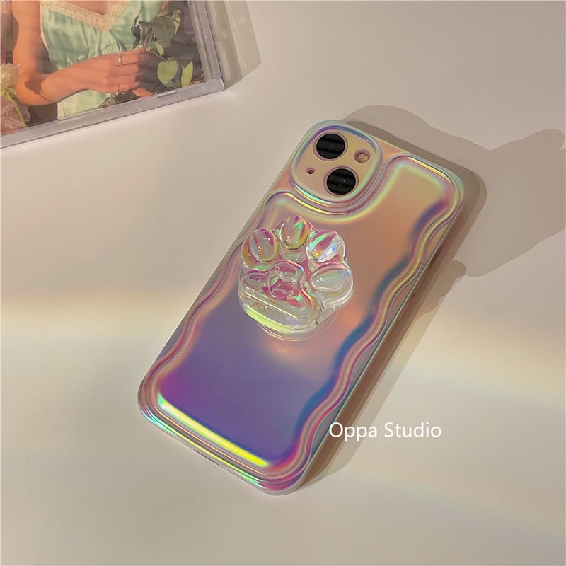 Ốp Điện Thoại Họa Tiết Chân Mèo 3D Có Giá Đỡ Cho Iphone13pro Max Apple 12 11xr Xs
