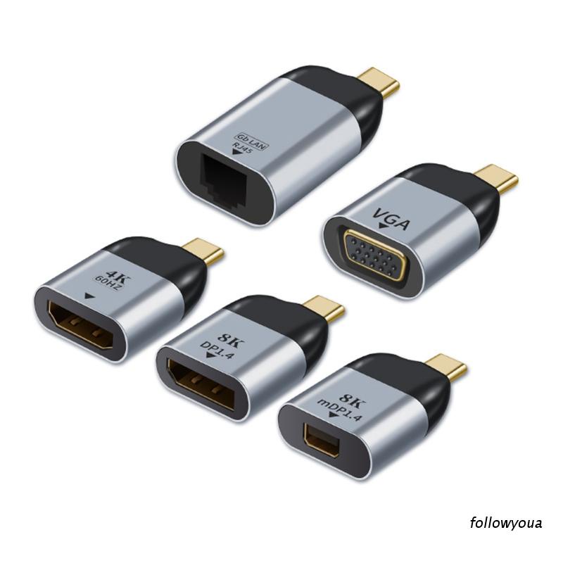 Đầu chuyển đổi từ cổng Type-C sang HDMI/Vga/DP/RJ45/mini DP -HD 4K 60Hz cho Laptop táo