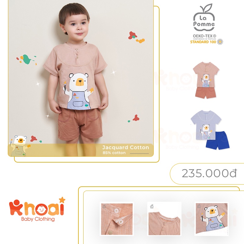 Tổng hợp bộ cộc tay La Pomme nét vẽ tinh nghịch - Chất liệu Jacquard Cotton