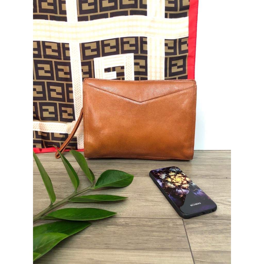 Thanh lý clutch nam da thật 100%, màu bò