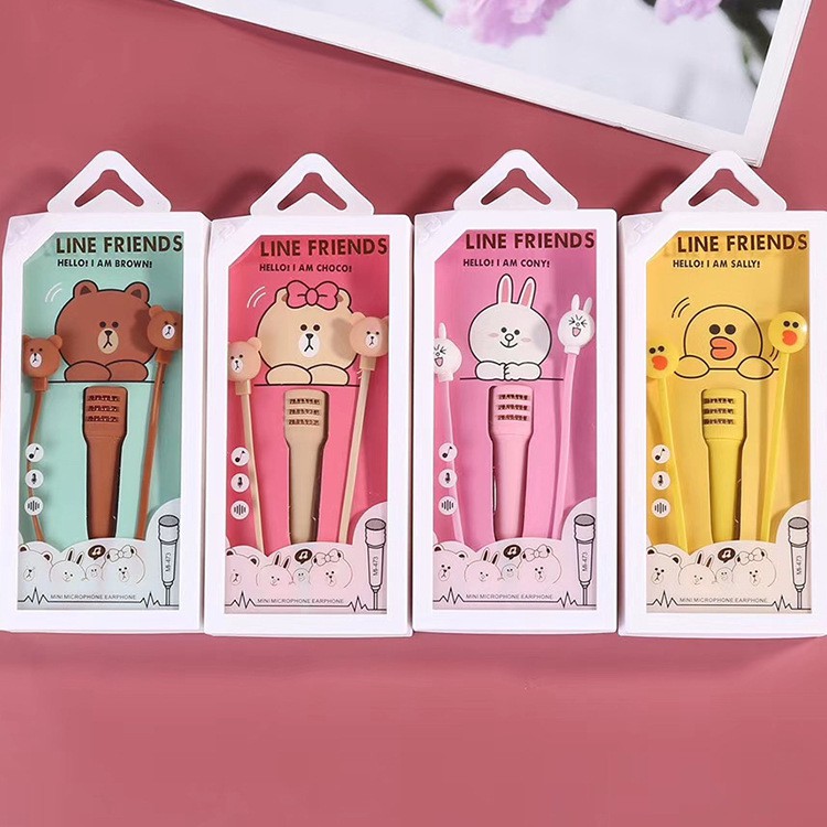 Tai nghe kèm micro karaokie hình gấu brown thỏ cony vịt sally ngộ nghĩnh