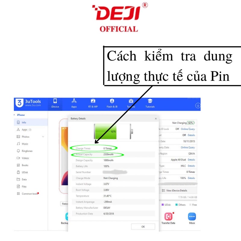 Pin Deji Dung Lượng Chuẩn Điện Thoại Táo 5/5S/5C/5SE/6/6S/7/8P/X/XR/XS/XSM/11/12ProMax Tặng Kèm Siu Dán Pin
