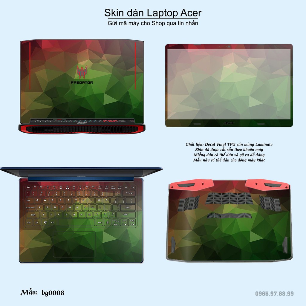 Skin dán Laptop Acer in hình Vân kim cương (inbox mã máy cho Shop)