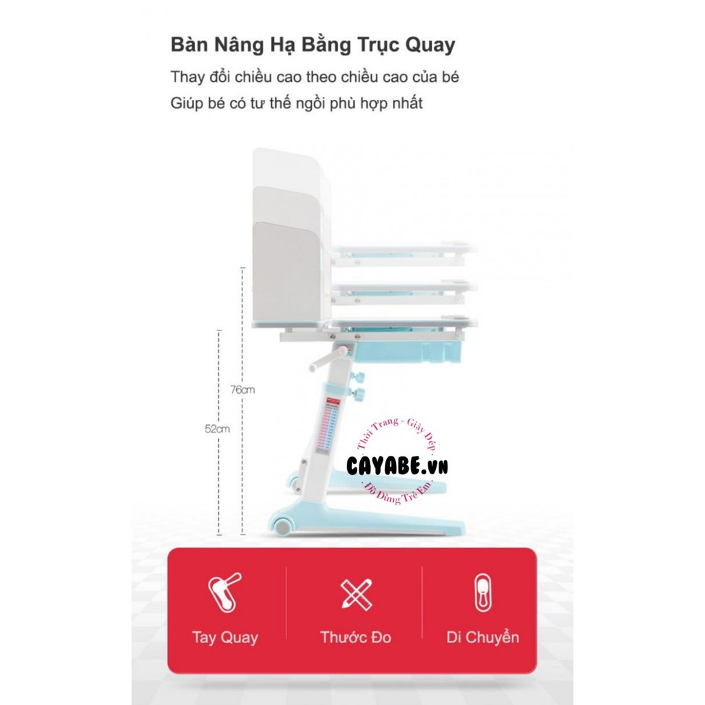 BỘ BÀN GHẾ THÔNG MINH CHỐNG GÙ, CHỐNG CẬN CAYABE CB-002 DÀI 1 MÉT CHO BÉ MÀU XANH
