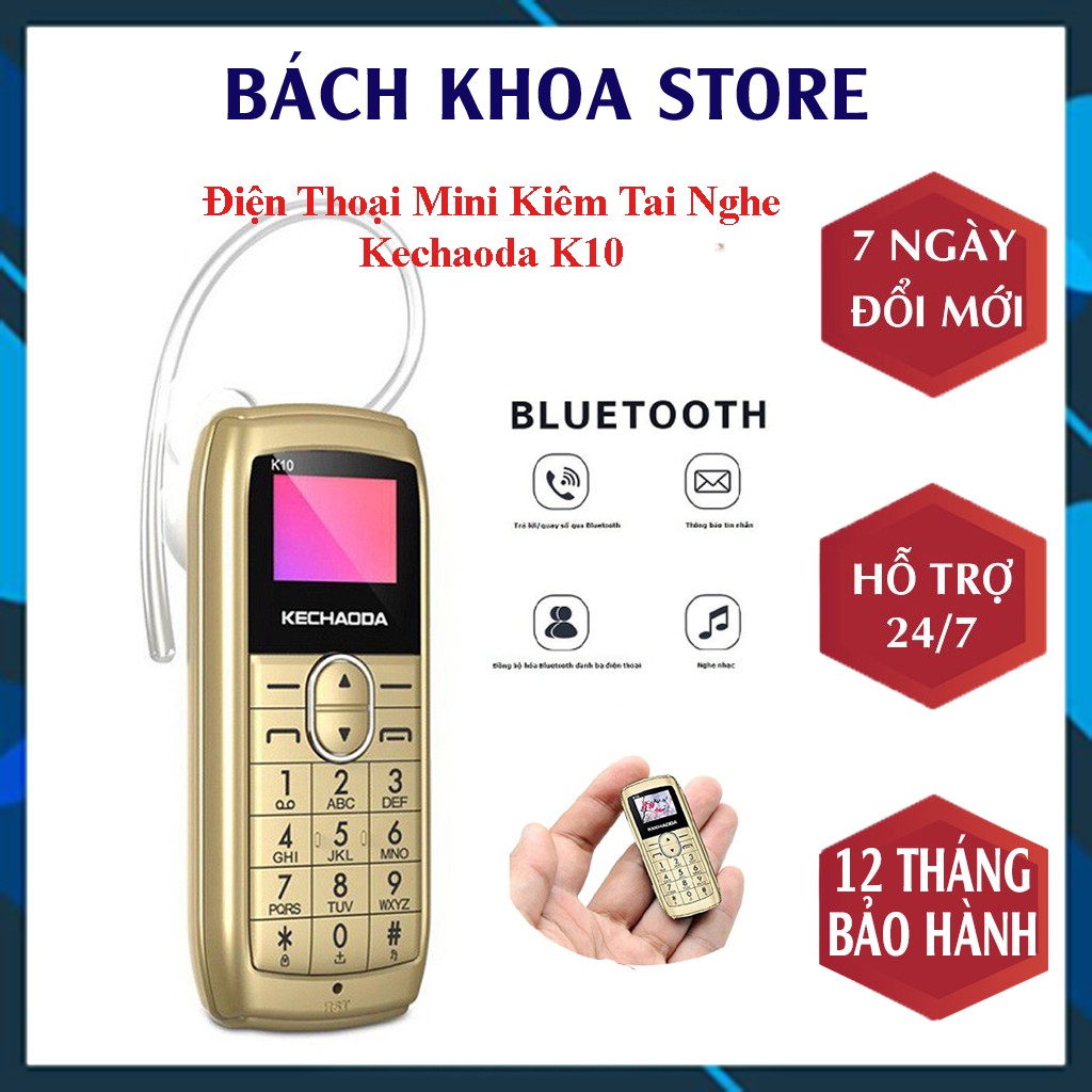 Điện Thoại Mini Kechaoda K10 Siêu Nhỏ - Kiêm Tai Nghe Bluetooth - Kết Nối Smartphone - 1 Sim - Bảo hành 12 Tháng