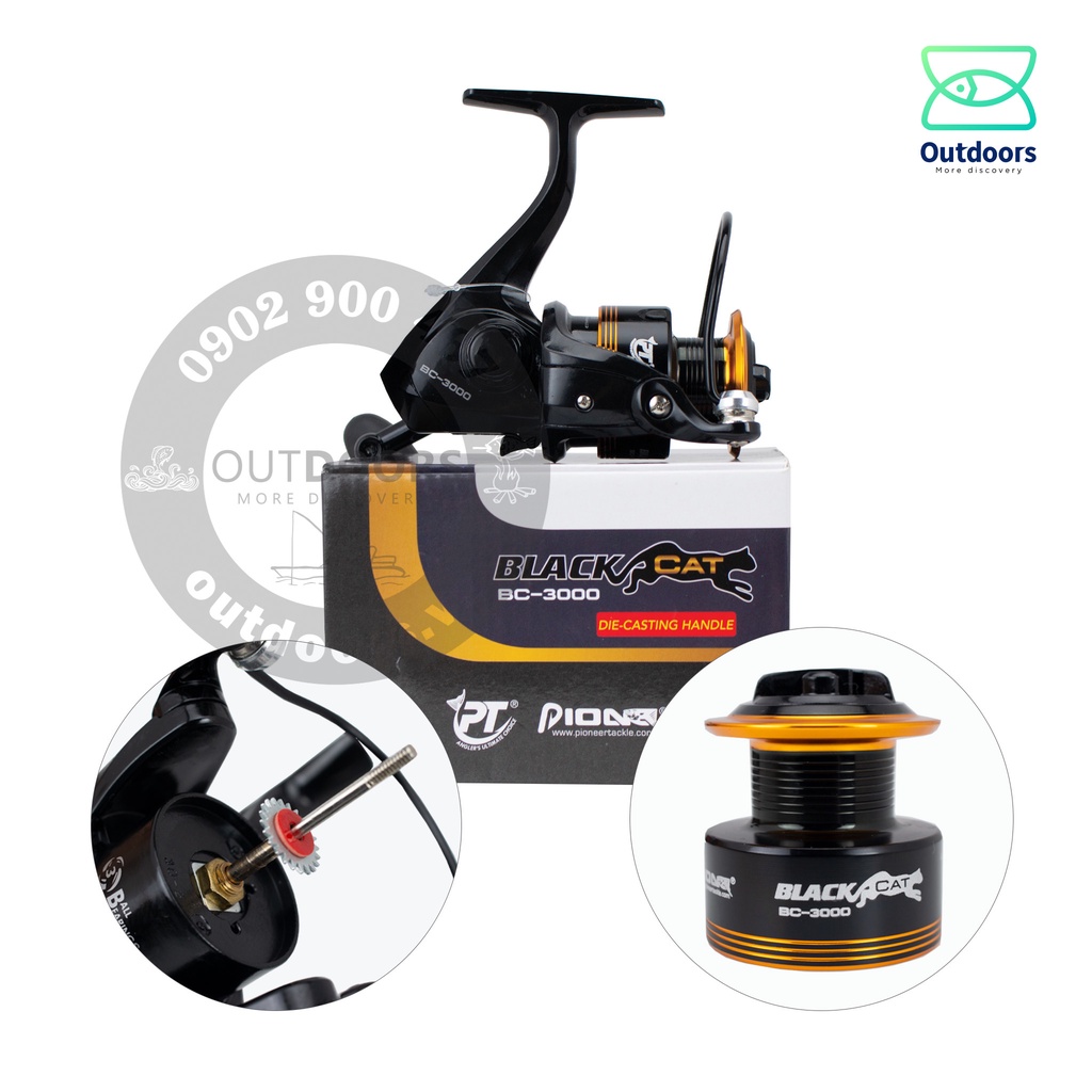 Combo Cần câu máy Shimano BigFish đủ size và Máy câu Pioneer Black Cat BC-3000 giá siêu hạt dẻ