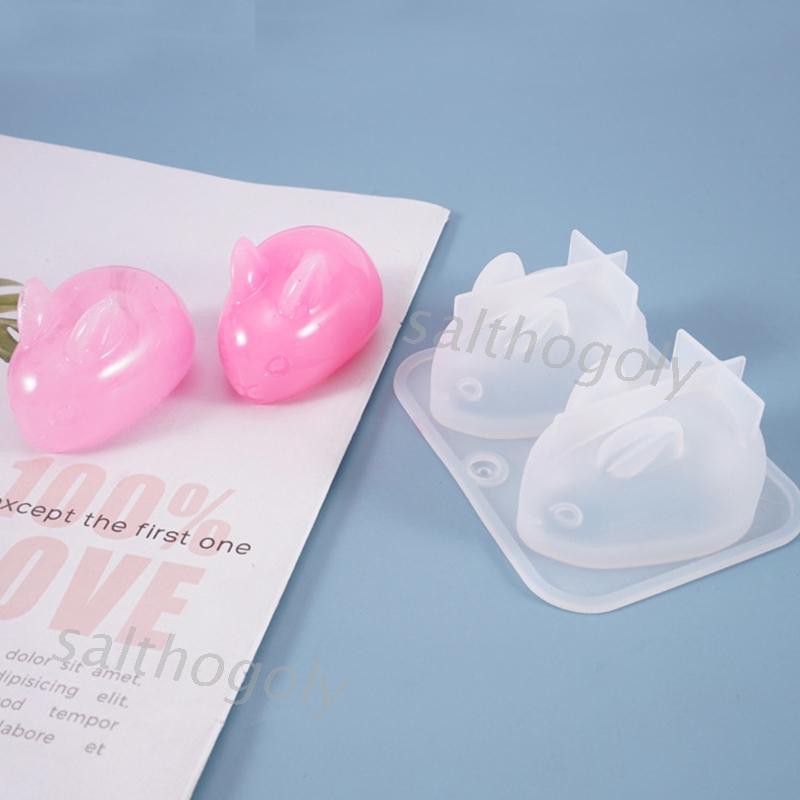 Khuôn Silicone Làm Mặt Trang Sức Hình Thỏ 3d Diy