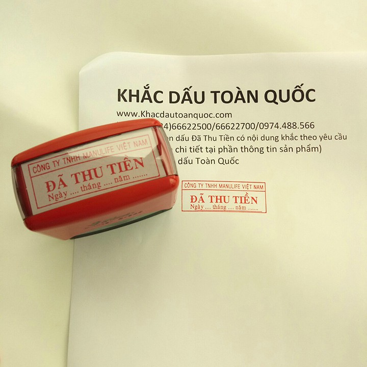 Khắc dấu Đã Thu Tiền có nội dung theo yêu cầu