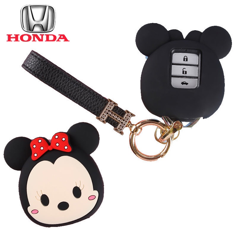 Vỏ bọc chìa khóa xe hơi hình Minnie đáng yêu cho Honda Vezel City Civic Br-V Hr-Vcrv Pilot Accord
