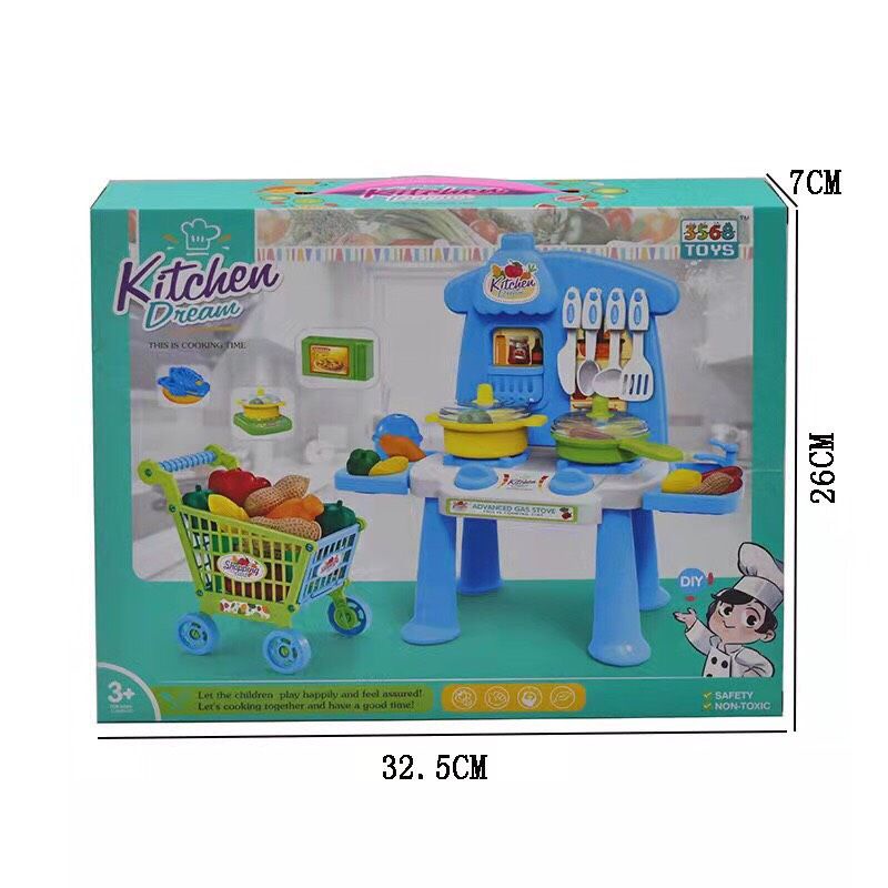 Đồ chơi nhà bếp nấu ăn kèm xe đẩy dành cho bé Kitchen Dream