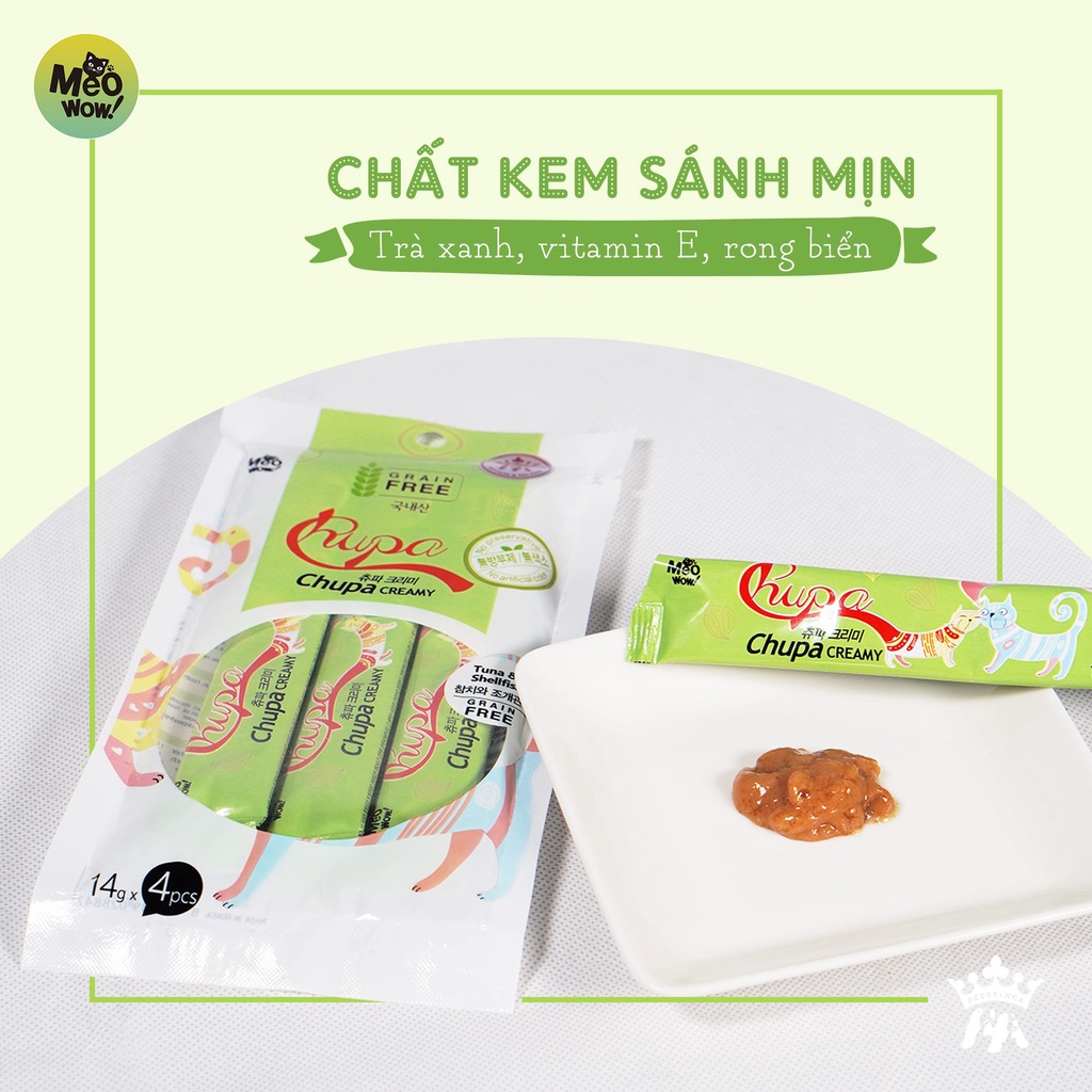 Súp thưởng cho mèo Chupa meowow 14g, thức ăn tăng cân snack creamy Con Mèo Xiêm