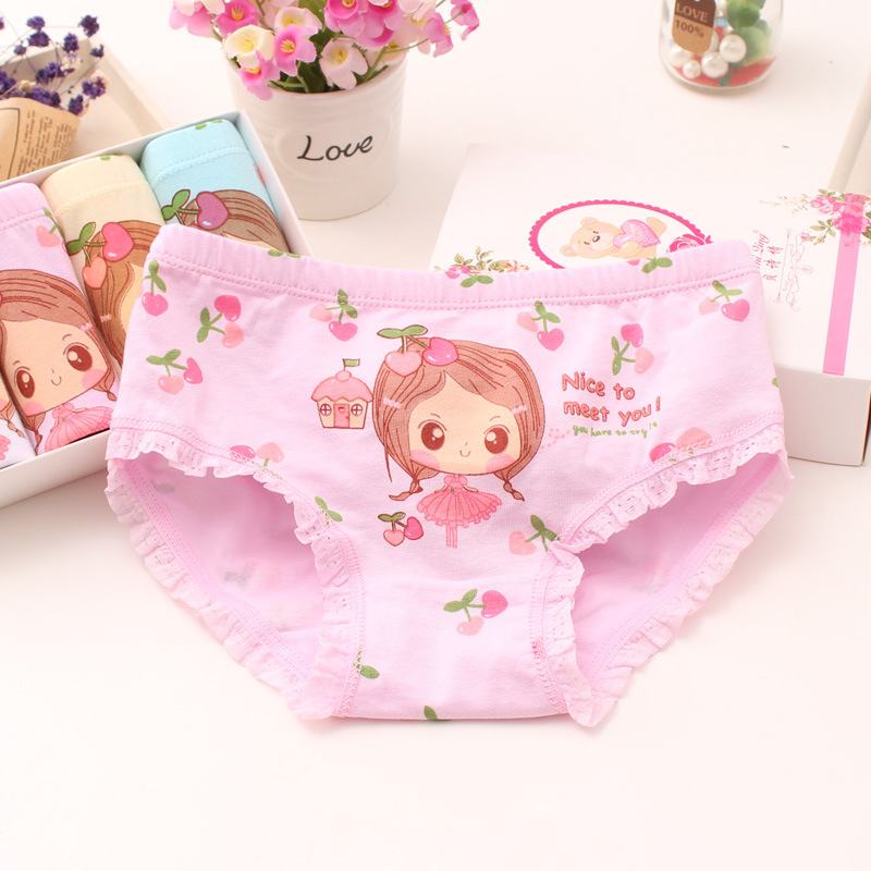 Bộ quần lót bằng vải cotton trang trí hình vẽ hoạt hình dành cho bé gái chất lượng hạng A