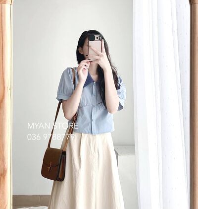 Áo croptop cổ đức phối cổ A042111
