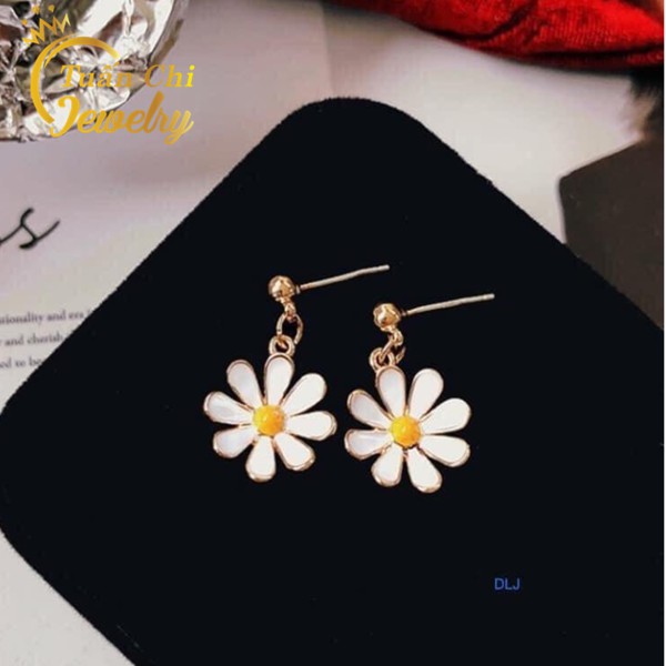 Bông Tai Bạc ⚡ BẠC ĐẸP⚡ Khuyên Tai Bạc Nữ Họa Tiết Hình Hoa Cúc Họa Mi Trẻ Trung, Năng Động