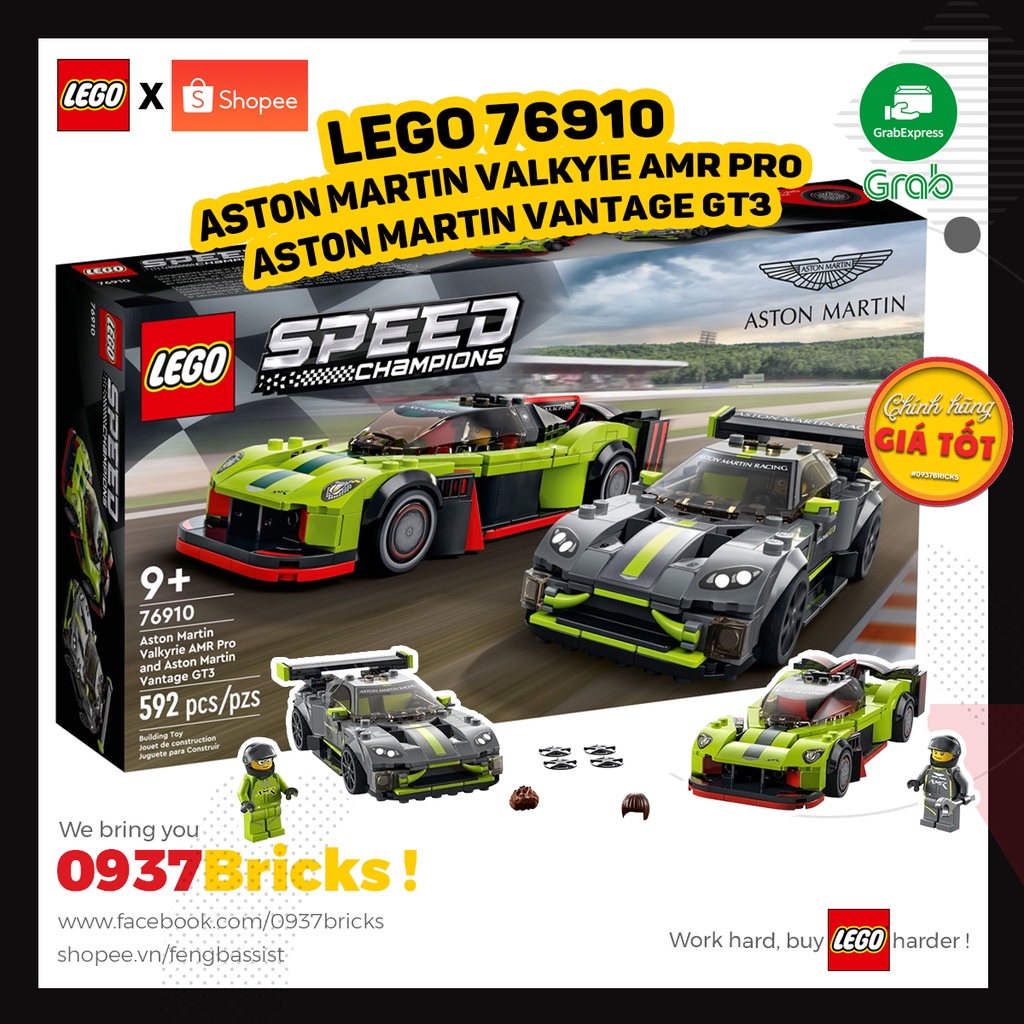 LEGO 76910 SPEED CHAMPIONS 2022 Aston Martin Valkyrie AMR Pro VÀ Aston Martin Vantage GT3 0937BRICKS