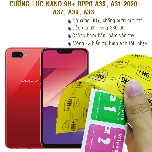 Dán cường lực dẻo nano Oppo A3s, A31 2020, A33, A37, A39