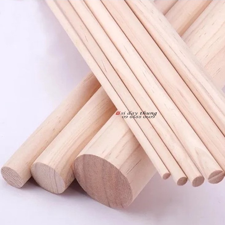 Thanh gỗ tròn 2cm, đủ độ dài, thanh gỗ thông tròn, làm macrame, làm mô hình, decor, DIY, THÔNG MỸ NK