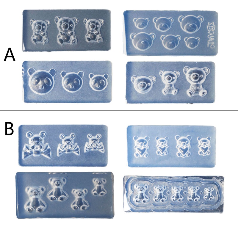 Bộ 4 Khuôn Silicone Hình Gấu Trang Trí Móng Tay