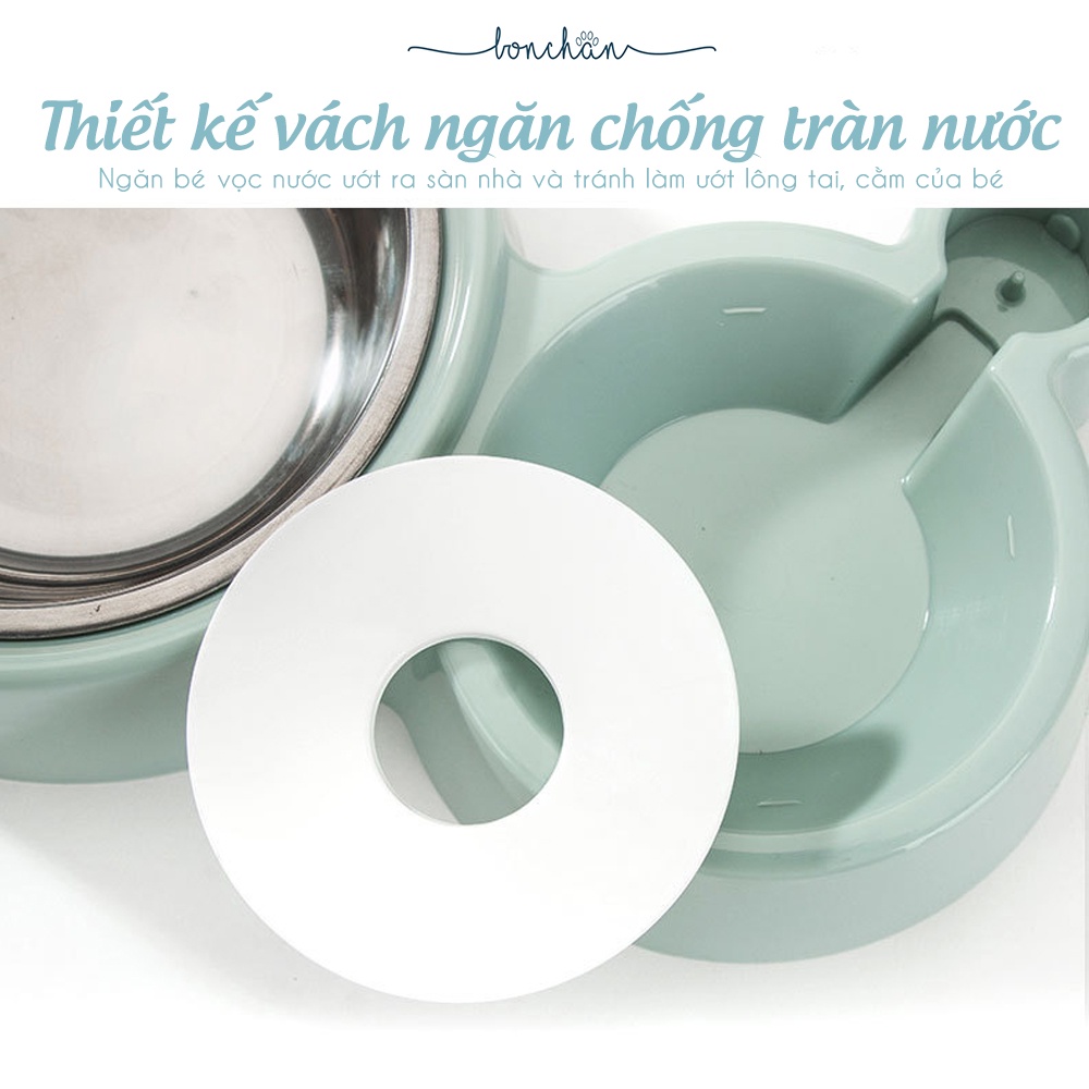 Bát ăn đôi kèm bình nước tự động cho chó mèo
