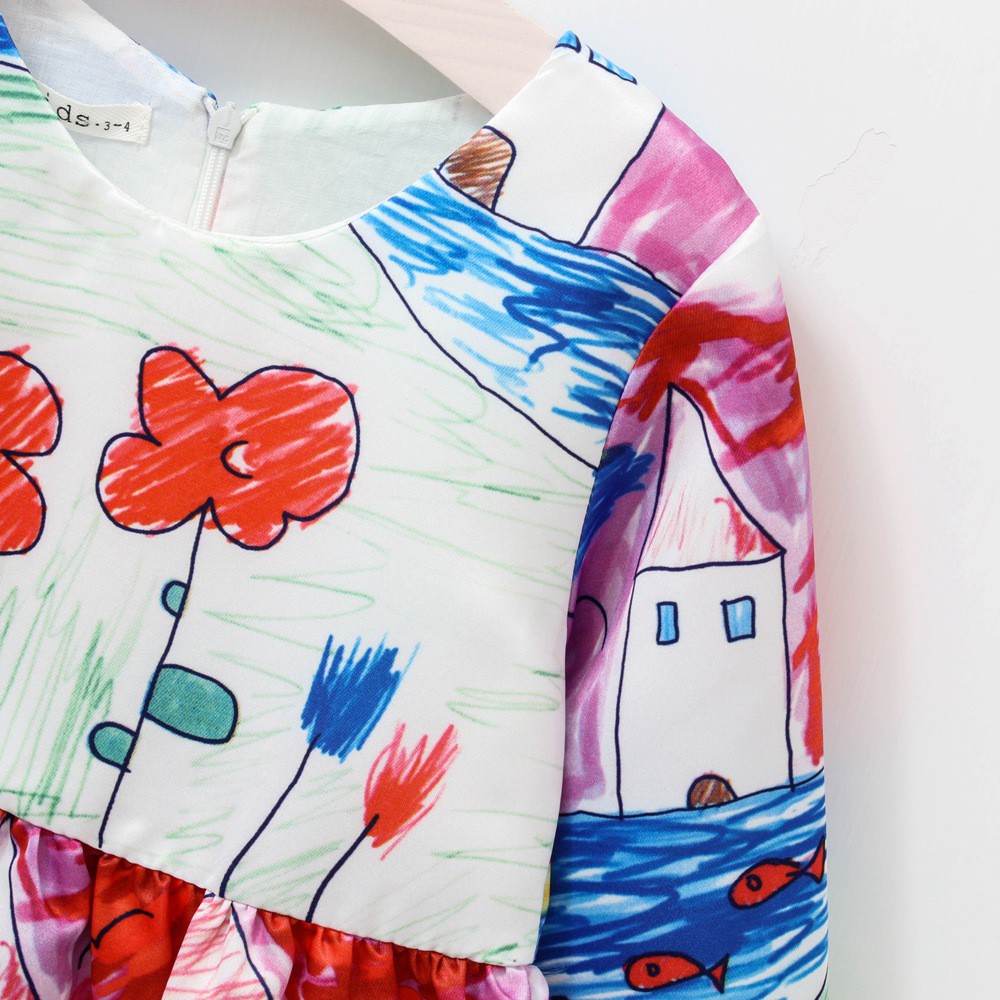 Đầm Sanlutoz Thiết Kế Dài Tay Phong Cách Thời Trang Thu Đông Dễ Thương Dành Cho Bé Gái