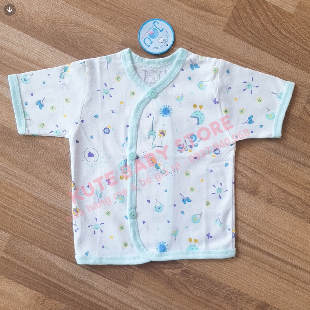 Áo sơ sinh Tay Ngắn Cài Xéo Họa Tiết JOU, chất vải cotton 100% cao cấp mềm, mịn, thoáng mát, hàng giao giống hình