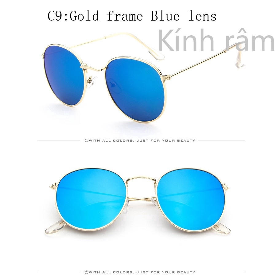 Kính mát tròn gọng kim loại cho nam và nữ