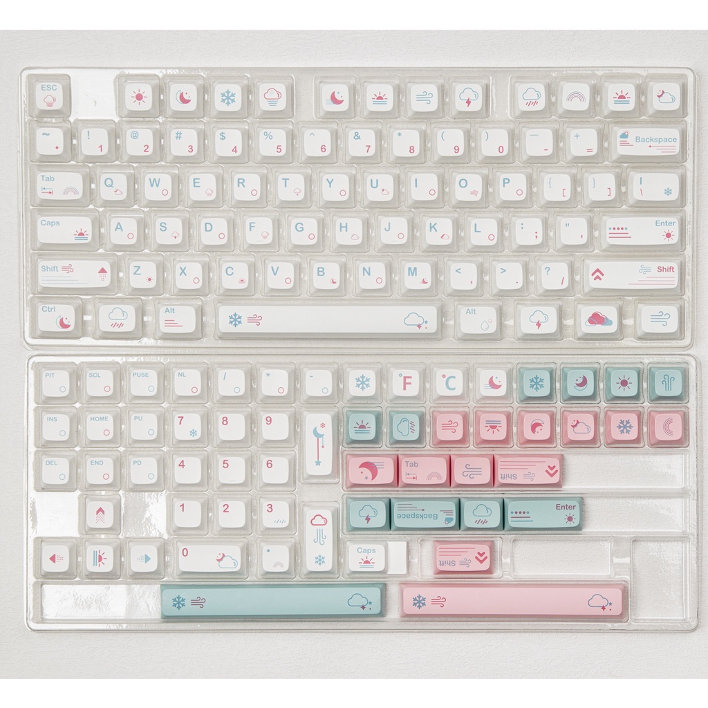 Weather keycap XDA Profile PBT sublimation keycaps Nắp Phím Chủ Đề Lông Vũ PBT Hỗ Trợ 61/64/84/87/98/104